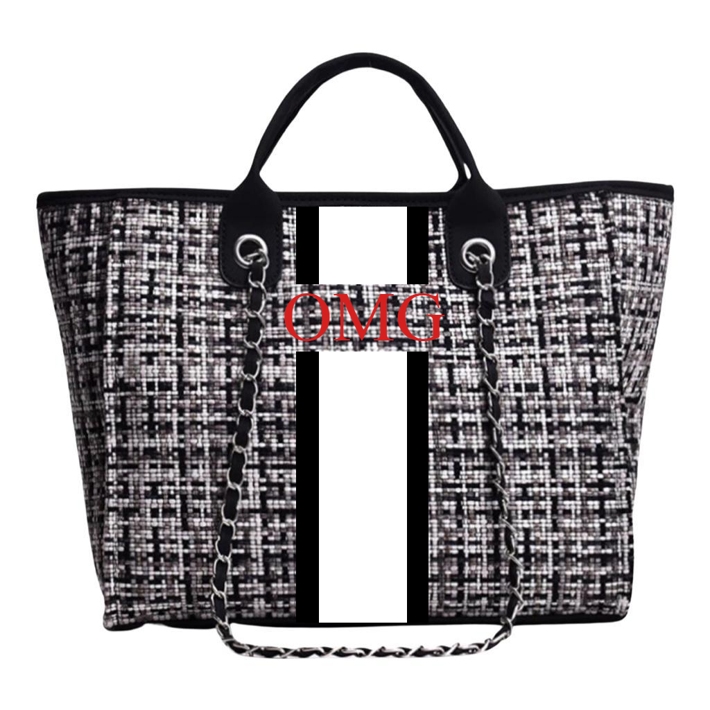 OMG Tote- Tweed Black  (Design Your Own) - Oh My Gift LLC